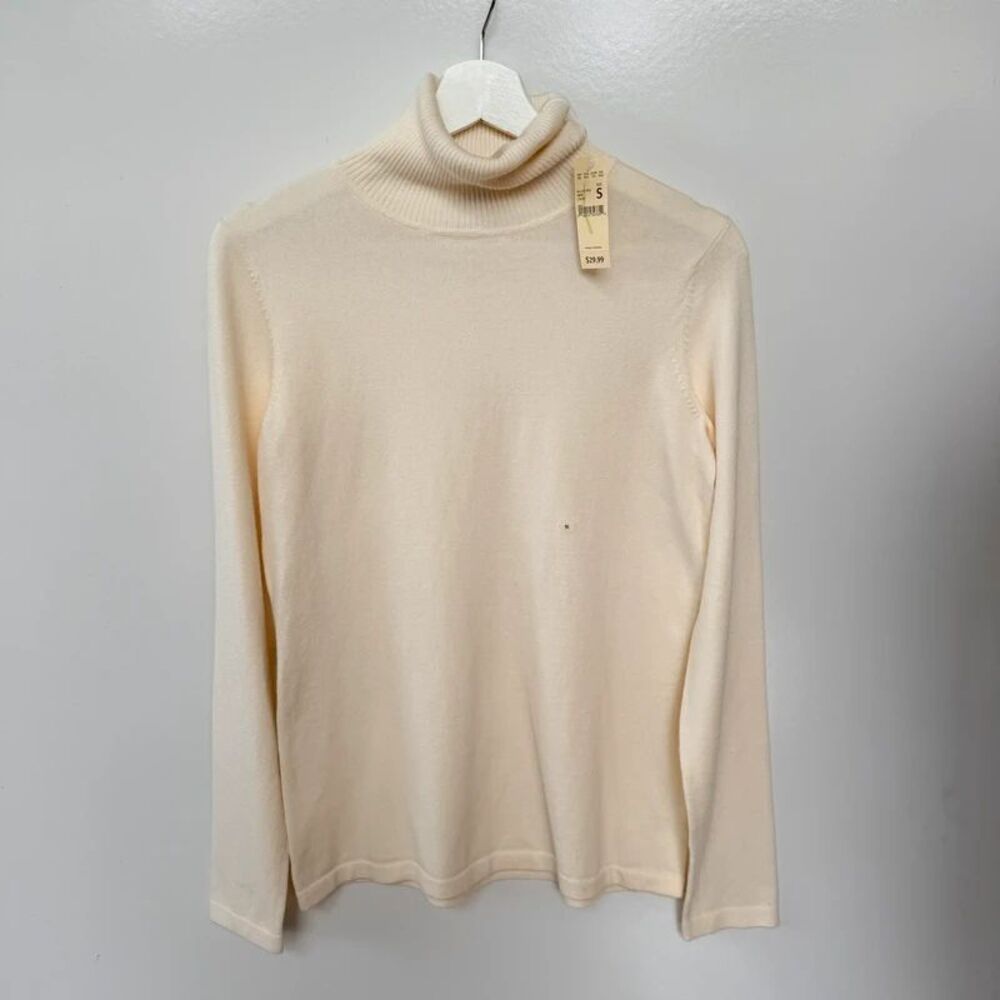 Eddie Bauer Women Turtleneck Sweater Beige Small